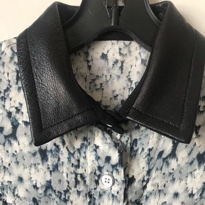 Yigal Azrouel Tops - Yigal Azrouel Leather Trim Printed Top Yigal Azrouel Tops - Yigal Azrouel Leather Trim Printed Top